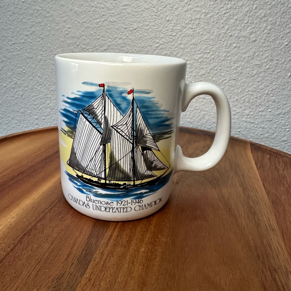 Vintage Bluenose Schooner Sailboat Champion 1921-1946 White Mug